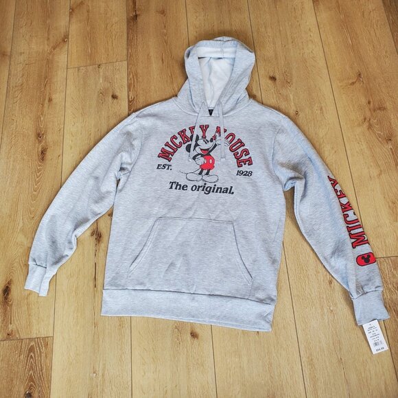 Disney Mickey Mouse Hoodie Mens M Sweatshirt Unisex Gray NWT Original Est 1928 - Picture 3 of 11